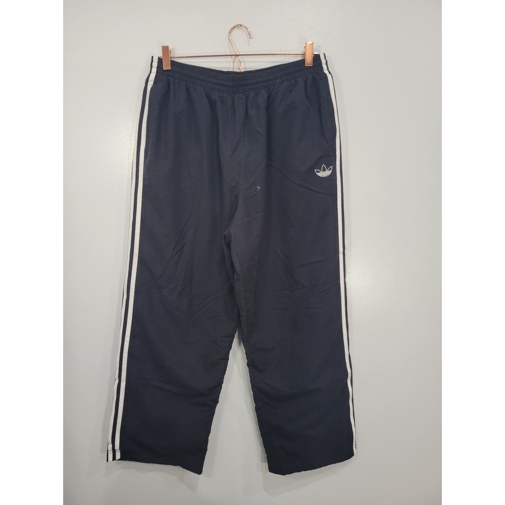Adidas Originals Mens Black 3-Stripe Windbreaker Track Pants‎ Size L Lined